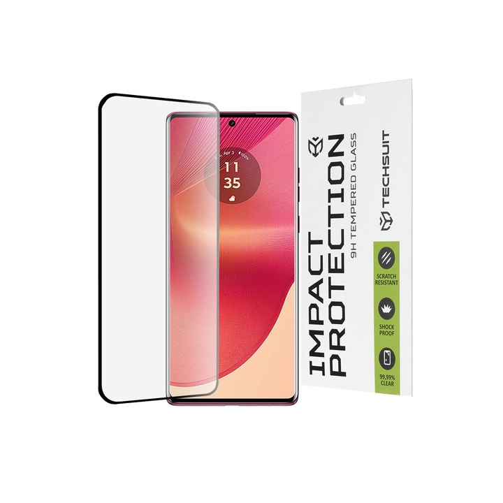 Üvegfólia Motorola Edge 50 Fusionhoz - Techsuit 111D teljes borítás / teljes ragasztós üveg / 3D ívelt képernyő fekete
