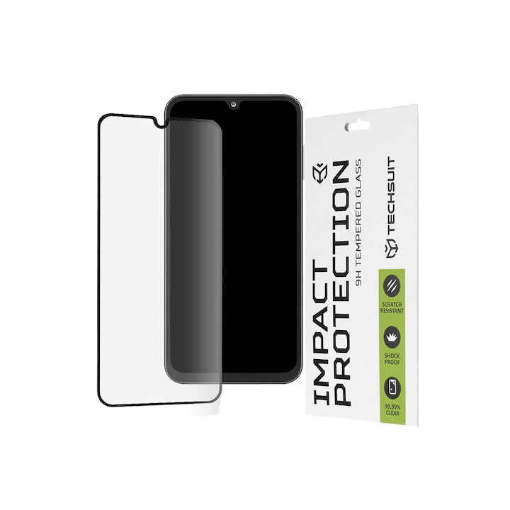 Üvegfólia Samsung Galaxy A16-hoz - Techsuit 111D teljes borítás / teljes ragasztós üveg fekete