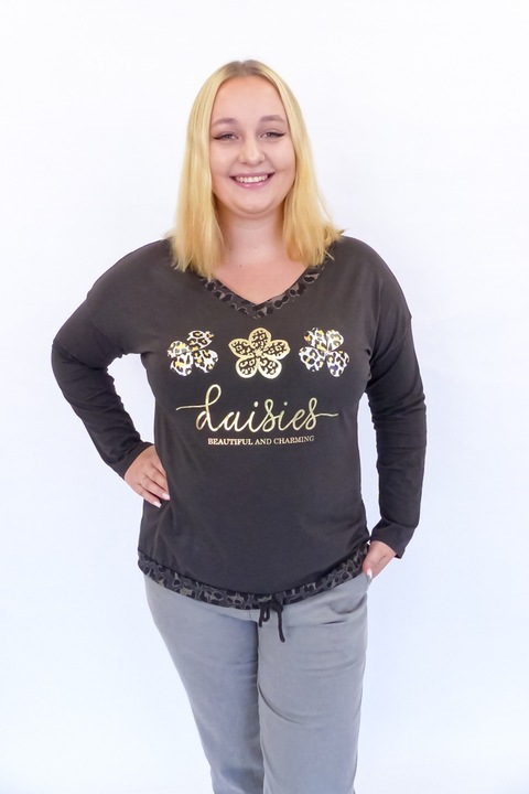 Bluza Dama cu Trifoi, Elastan, Maro, One Size INTL