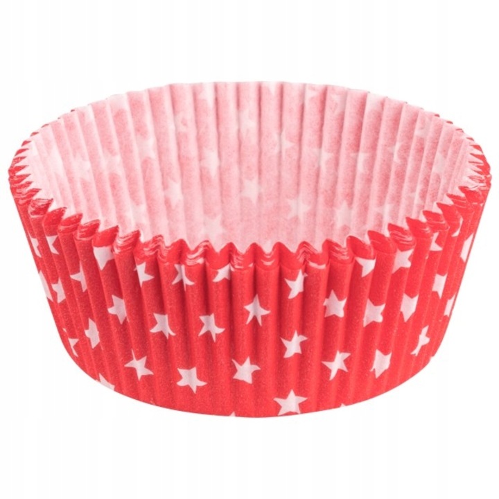 Forme prajituri Tamipol, set 60 buc, rosii cu stele albe, 5x2cm