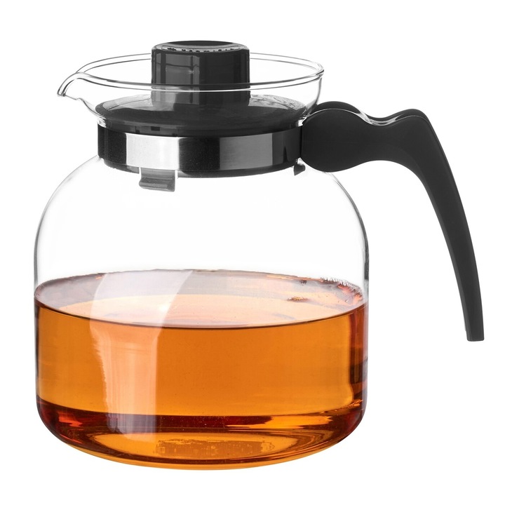 Carafa din sticla rezistenta la caldura Tragar, capacitate 1,85 l, transparenta, cu maner si capac