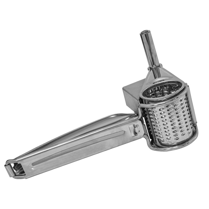Rasnita manuala Tragar pentru bakalii si branza, inox, 20x8x11cm, argintie