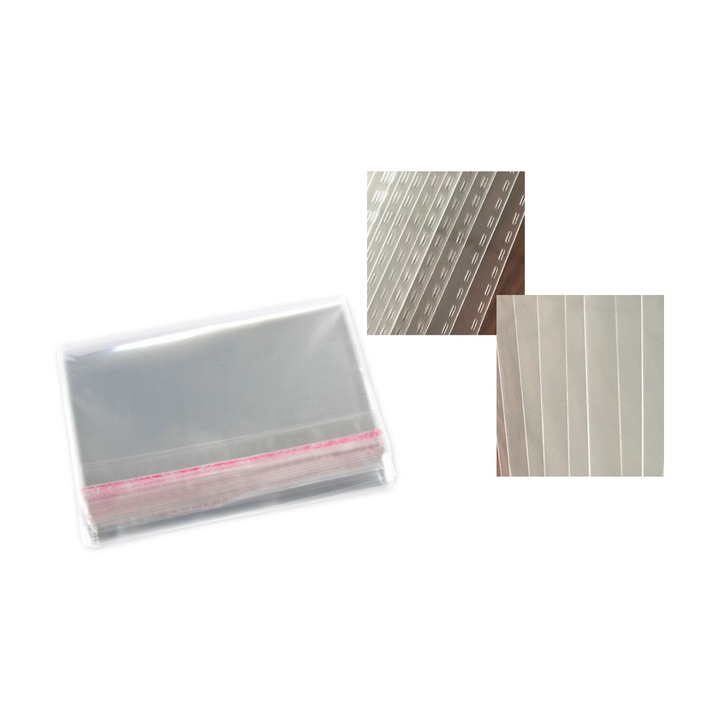 Set 100 pungi cu banda adeziva, 7&7, 50x65cm