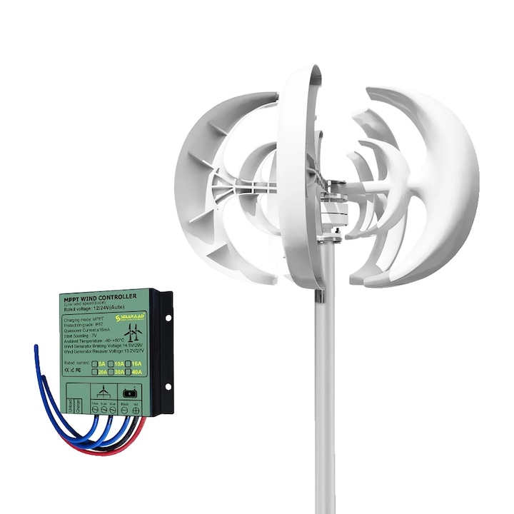 Generator eolian vertical, lame din fibra de sticla, protectie IP54, cu controler gratuit, 5000W, 48V