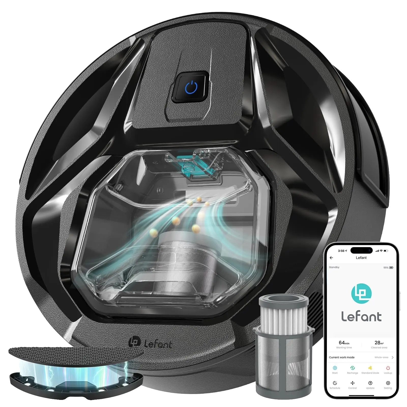 Aspirator robot M320, 6000Pa, 800ml, 210 minute autonomie, negru