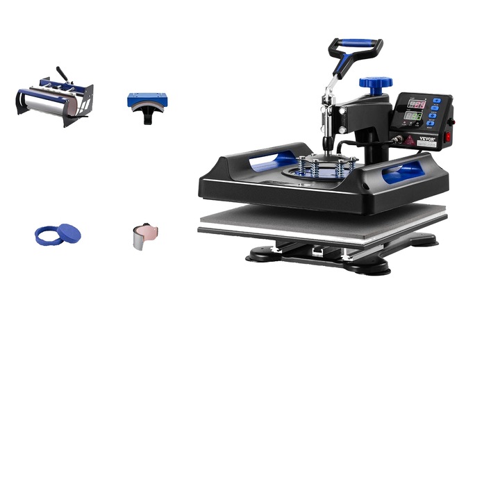 8 в 1 термопреса, 15x15 инча, 1150 W, черно и синьо