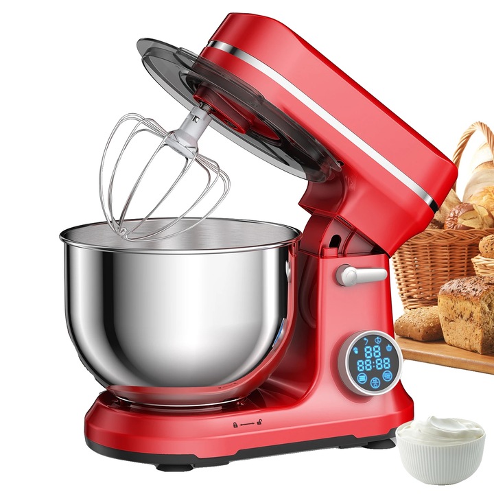 Mixer de bucatarie, 1200W, 11 viteze, 5L, rosu, set