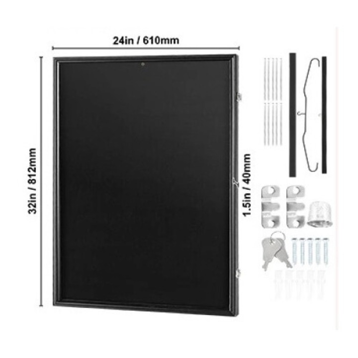 Rama de afisare pentru tricouri, 610x812x40mm, protectie UV 98%, interior din fetru negru, set complet cu suporturi si accesorii