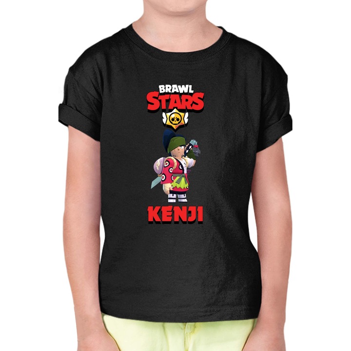Tricou cu maneca scurta pentru copii Brawl Stars Battle Royale Legendary Brawler Battle Arena OPT Kenji 1, Negru