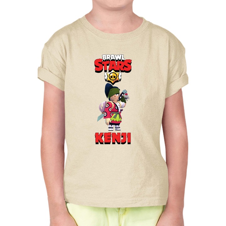 Gyerek rövid ujjú póló Brawl Stars Battle Royale Legendary Brawler Battle Arena OPT Kenji 1, Krémszín