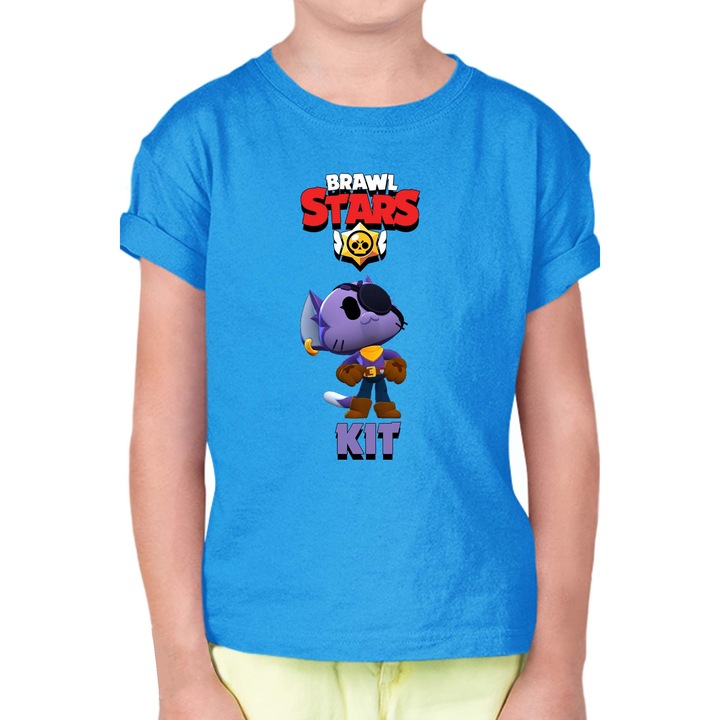 Gyerek rövid ujjú póló Brawl Stars Battle Royale Legendary Brawler Battle Arena OPT Kit 1, Azúrkék