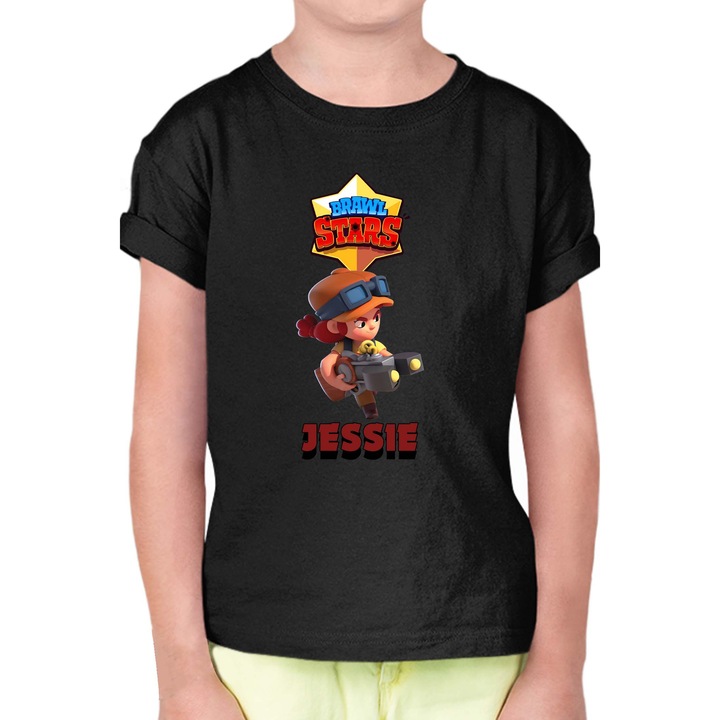 Gyerek rövid ujjú póló Brawl Stars Battle Royale Legendary Brawler Battle Arena OPT Jessie 4, Fekete