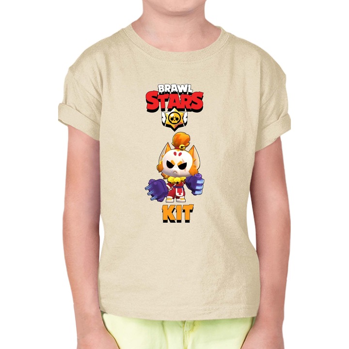 Gyerek rövid ujjú póló Brawl Stars Battle Royale Legendary Brawler Battle Arena OPT Kit Boxer, Krémszín