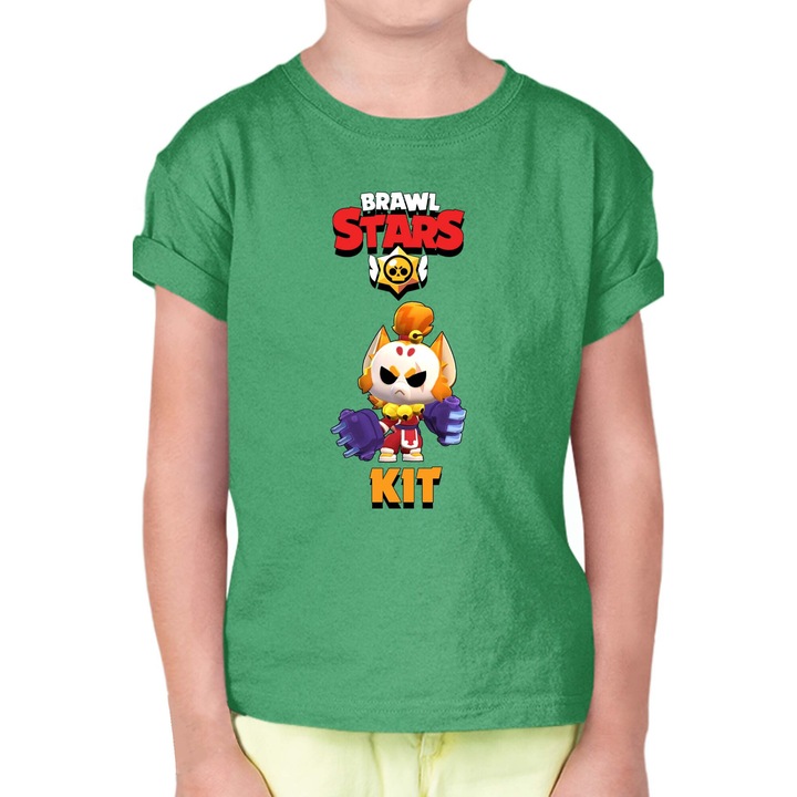 Tricou cu maneca scurta pentru copii Brawl Stars Battle Royale Legendary Brawler Battle Arena OPT Kit Boxer, Verde