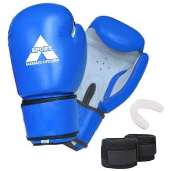 Manusi box piele naturala Anastasia Sport 10 OZ, proteza si bandaje incluse Manusi box piele naturala Anastasia Sport 10 OZ, proteza si bandaje incluse