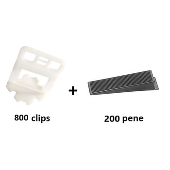 Set 800 clipsuri, rost 3 mm si 200 pene sistem nivelare gresie, gama EXPERT Set 800 clipsuri, rost 3 mm si 200 pene sistem nivelare gresie, gama EXPERT