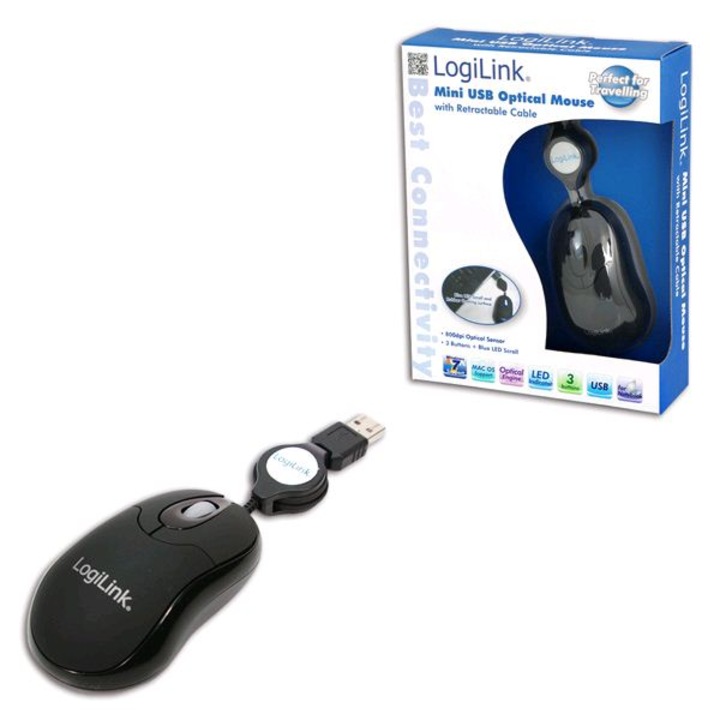 LogiLink ID0016 optikai mini egér fekete USB (ID0016)