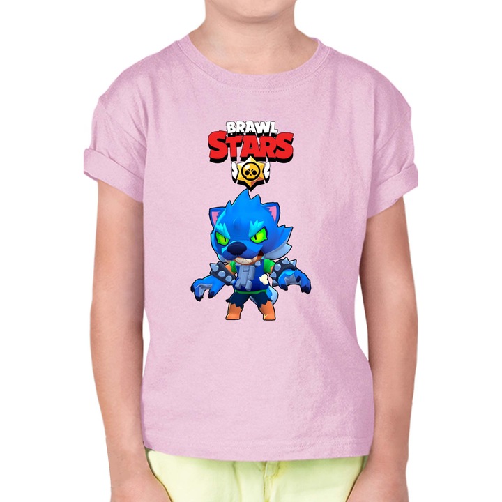 Tricou cu maneca scurta pentru copii Brawl Stars Battle Royale Legendary Brawler Battle Arena OPT Leon Skin 3, Roz pal
