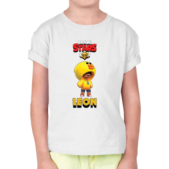Gyerek rövid ujjú póló Brawl Stars Battle Royale Legendary Brawler Battle Arena OPT Leon skin Sally, Fehér