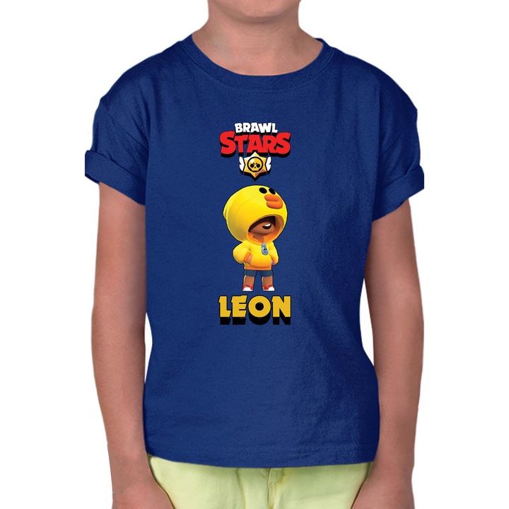 Gyerek rövid ujjú póló Brawl Stars Battle Royale Legendary Brawler Battle Arena OPT Leon skin Sally, Tengerészkék
