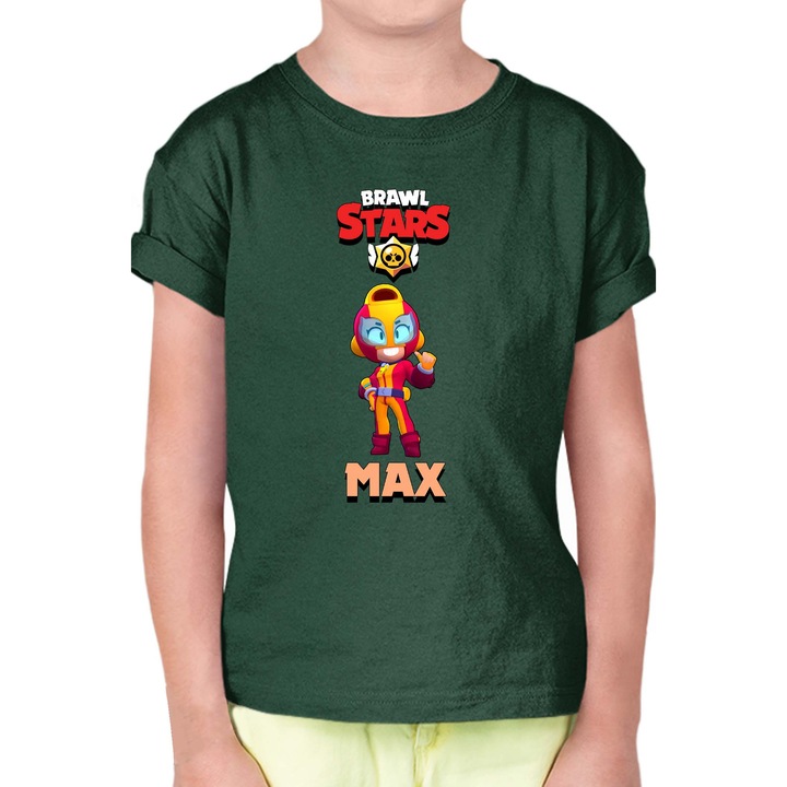 Gyerek rövid ujjú póló Brawl Stars Battle Royale Legendary Brawler Battle Arena OPT Max 1, Sötétzöld