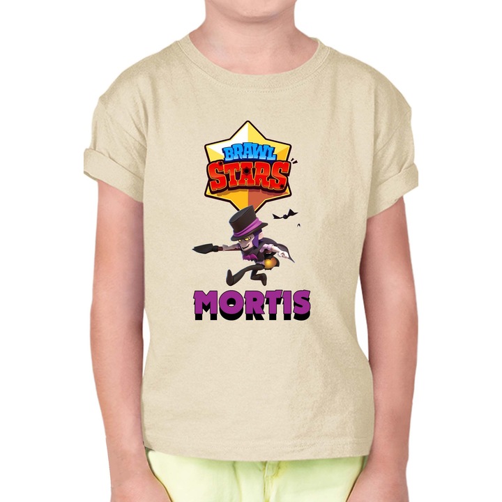 Gyerek rövid ujjú póló Brawl Stars Battle Royale Legendary Brawler Battle Arena OPT Mortis Skin 1, Krémszín
