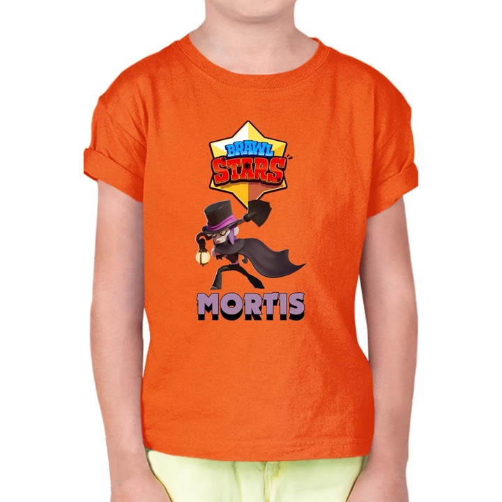 Tricou cu maneca scurta pentru copii Brawl Stars Battle Royale Legendary Brawler Battle Arena, OPT Mortis Skin 2, Portocaliu