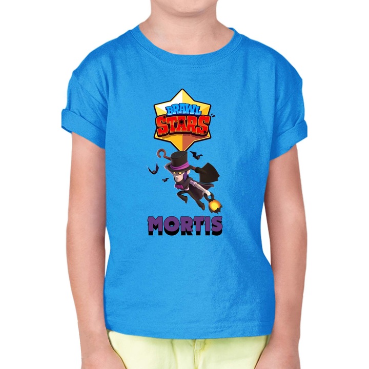 Tricou cu maneca scurta pentru copii Brawl Stars Battle Royale Legendary Brawler Battle Arena OPT Mortis Skin 4, Albastru azur