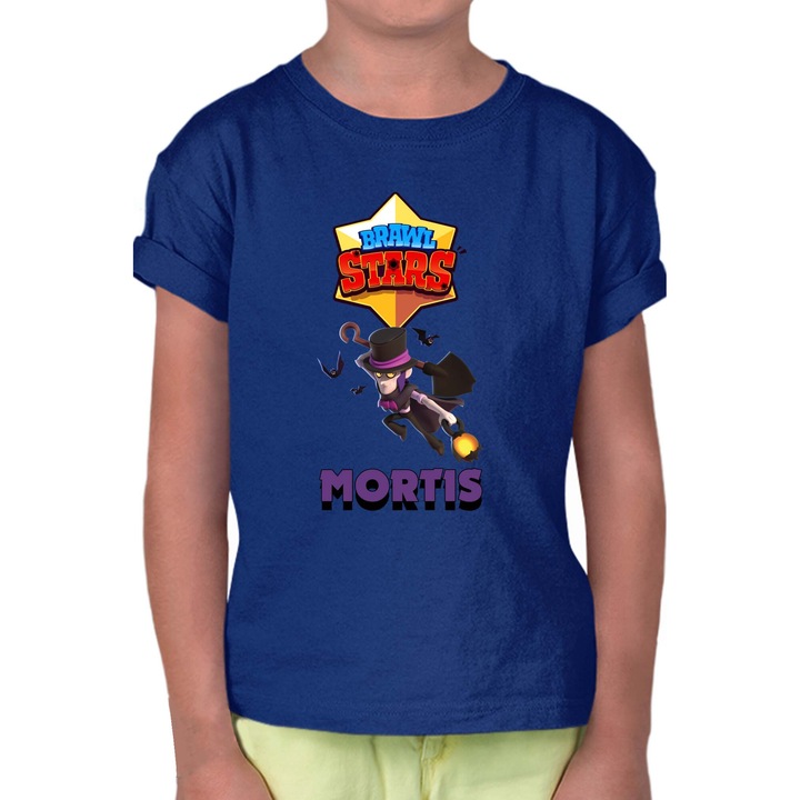 Tricou cu maneca scurta pentru copii Brawl Stars Battle Royale Legendary Brawler Battle Arena OPT Mortis Skin 4, Albastru marin