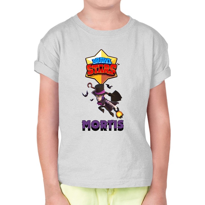 Tricou cu maneca scurta pentru copii Brawl Stars Battle Royale Legendary Brawler Battle Arena OPT Mortis Skin 2, Gri melange