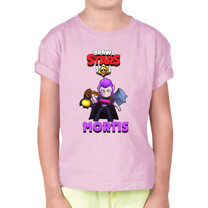 Gyerek rövid ujjú póló Brawl Stars Battle Royale Legendary Brawler Battle Arena OPT Mortis Skin 6, Halvány rózsaszín