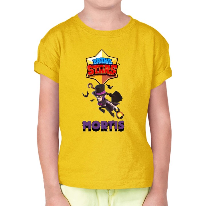 Gyerek rövid ujjú póló Brawl Stars Battle Royale Legendary Brawler Battle Arena OPT Mortis Skin 4, Sárga