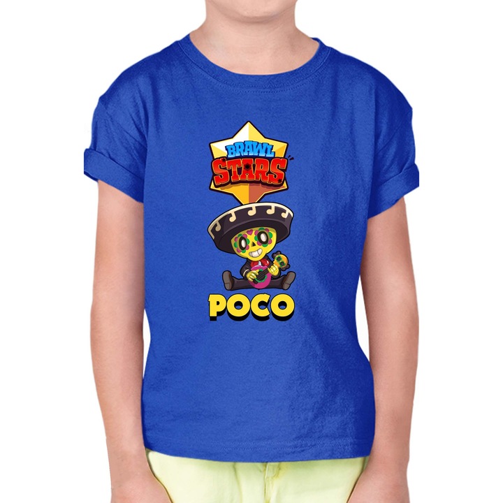 Gyerek rövid ujjú póló Brawl Stars Battle Royale Legendary Brawler Battle Arena OPT Poco Skin 3, Királykék