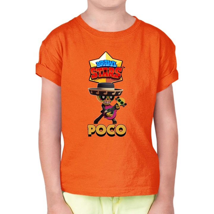 Gyerek rövid ujjú póló Brawl Stars Battle Royale Legendary Brawler Battle Arena OPT Poco Skin 1, Narancssárga