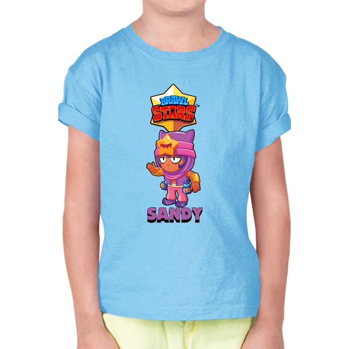 Gyerek rövid ujjú póló Brawl Stars Battle Royale Legendary Brawler Battle Arena OPT Sandy, Világoskék