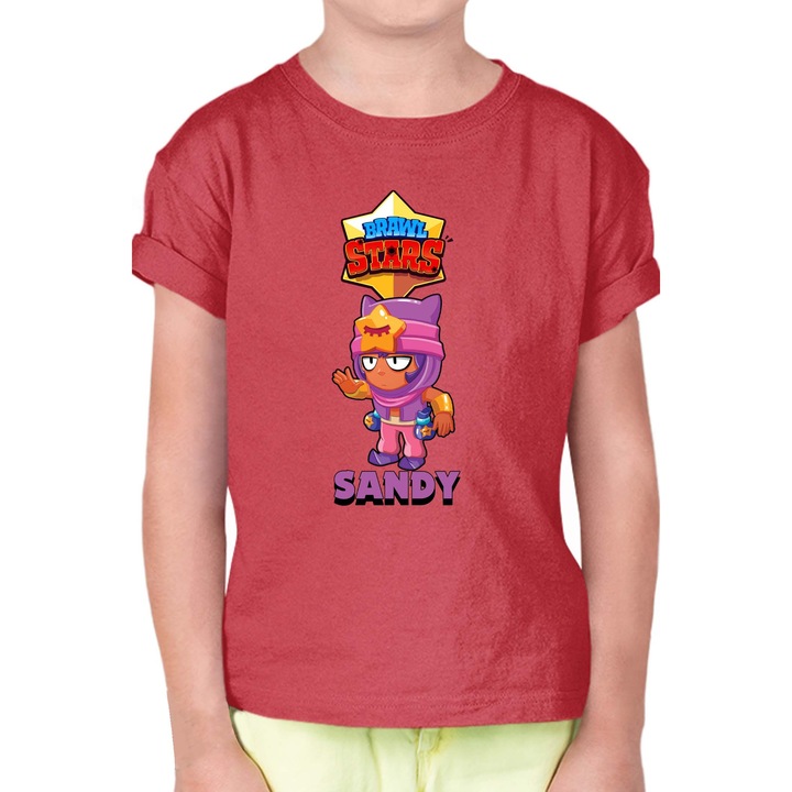 Gyerek rövid ujjú póló Brawl Stars Battle Royale Legendary Brawler Battle Arena OPT Sandy, Piros