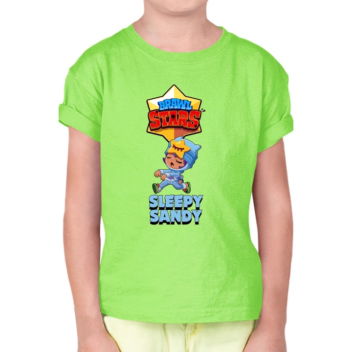 Gyerek rövid ujjú póló Brawl Stars Battle Royale Legendary Brawler Battle Arena OPT Sleepy Sandy, Mentazöld
