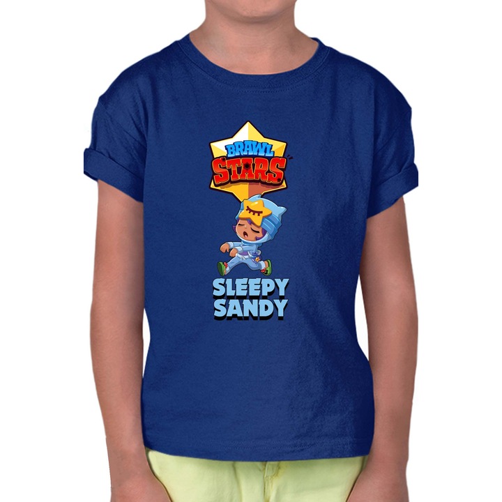 Gyerek rövid ujjú póló Brawl Stars Battle Royale Legendary Brawler Battle Arena OPT Sleepy Sandy, Tengerészkék
