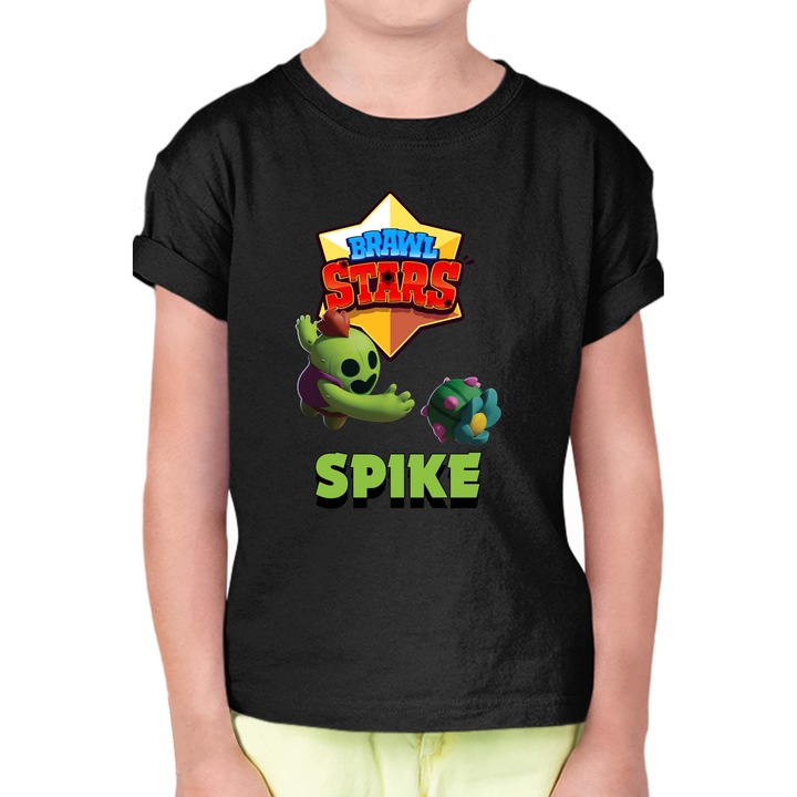 Tricou cu maneca scurta pentru copii Brawl Stars Battle Royale Legendary Brawler Battle Arena OPT Spike Skin 3, Negru