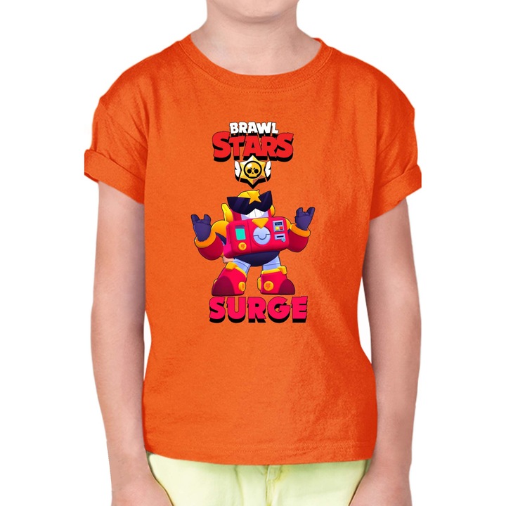 Tricou cu maneca scurta pentru copii Brawl Stars Battle Royale Legendary Brawler Battle Arena OPT Surge 1, Portocaliu