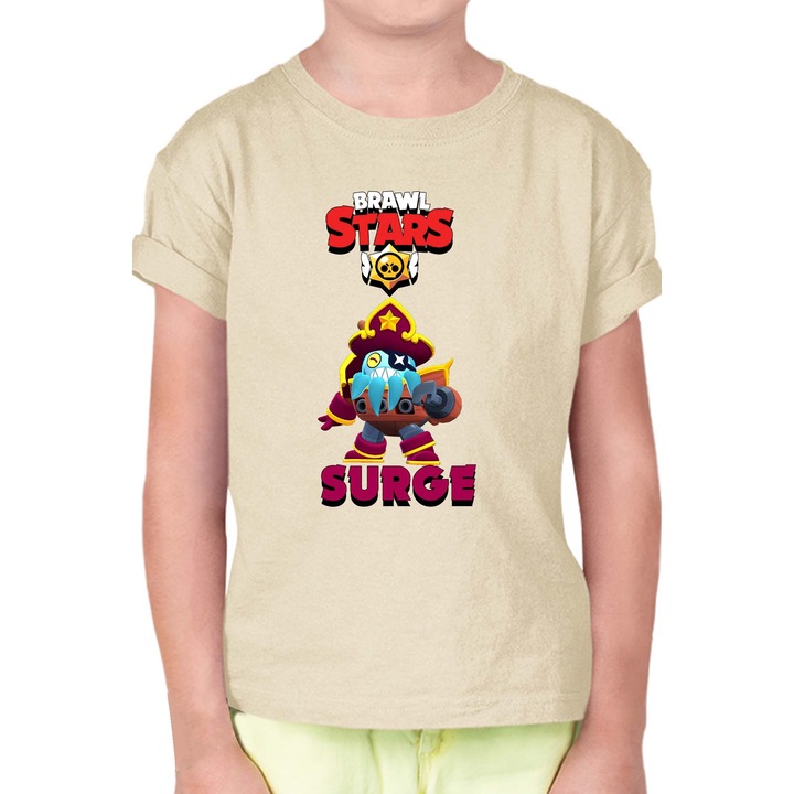 Gyerek rövid ujjú póló Brawl Stars Battle Royale Legendary Brawler Battle Arena OPT Surge 2, Krémszín