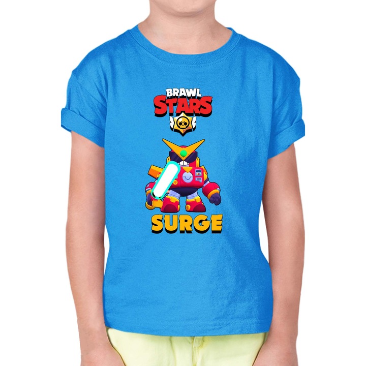 Gyerek rövid ujjú póló Brawl Stars Battle Royale Legendary Brawler Battle Arena OPT Surge 3, Azúrkék