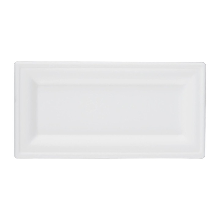 Set 12 tavite din pulpa de trestie de zahar, Tabo, alb, 13x26cm