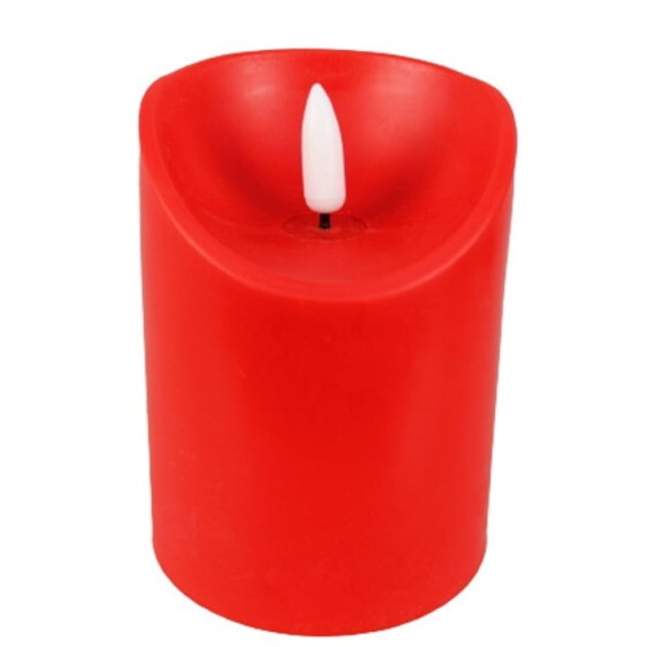LED свещ с пламъчен ефект 7&7 червена 12.5х7.5см