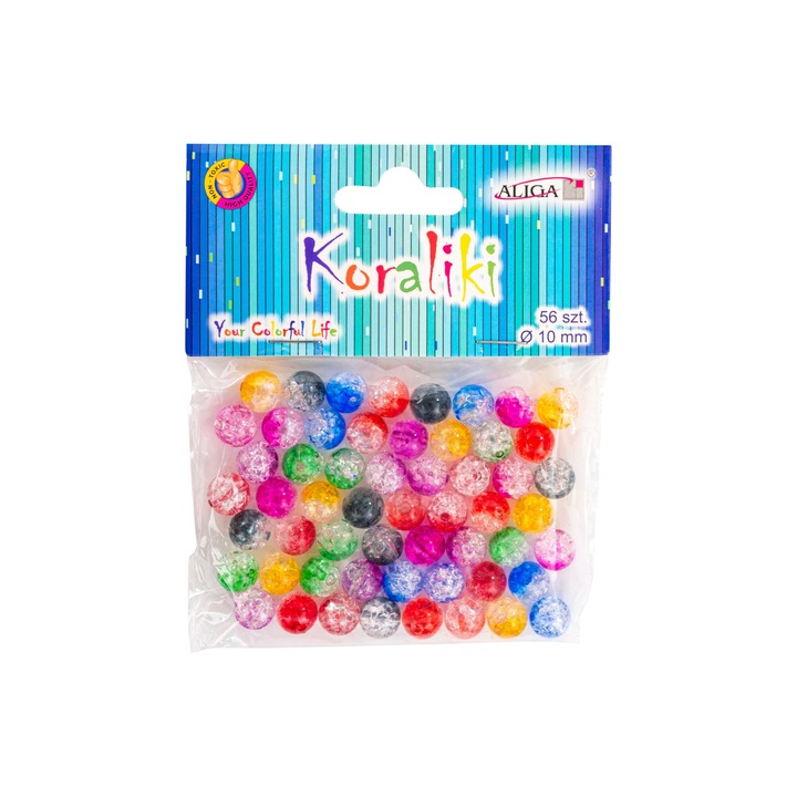 Set 56 margele decorative din plastic, Aliga, 10mm