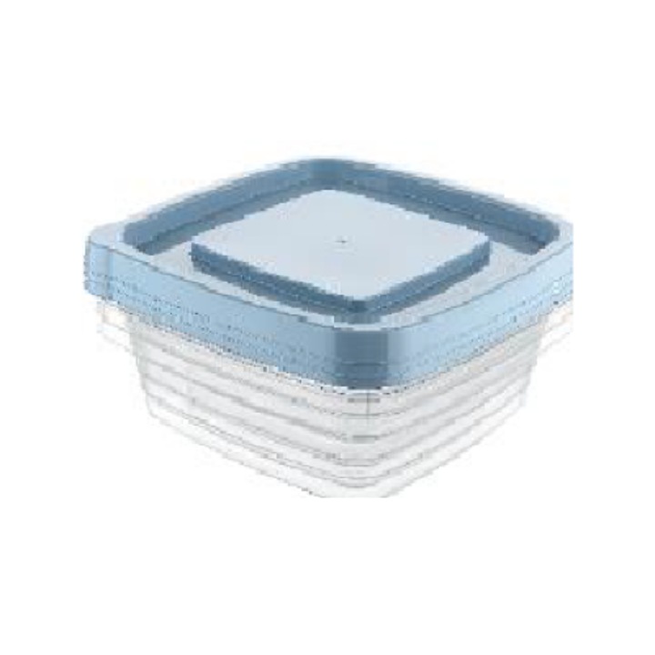 Set 3 cutii alimentare NET-POL ECO-FRESH, albastru/transparent