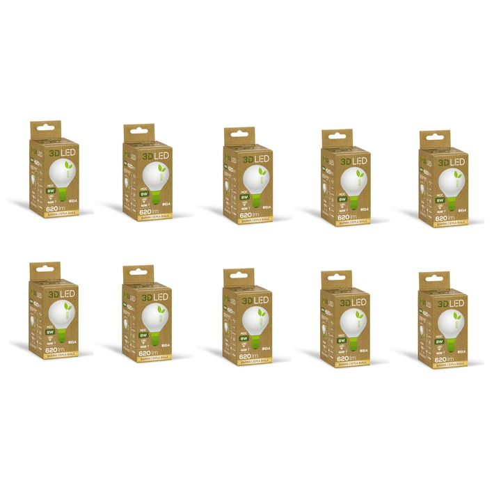 Bec LED E-14 8W, Dan-mar, 10 bucati, culoare calda