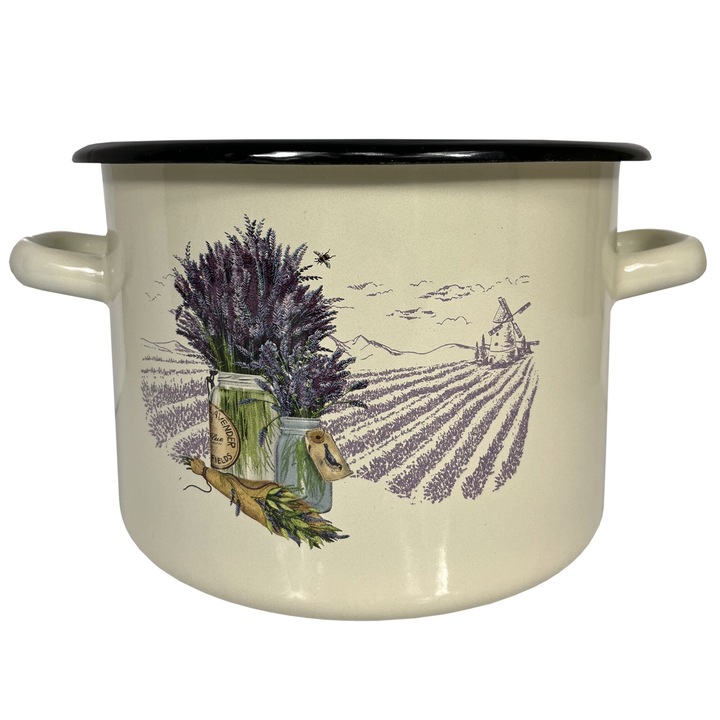 Oala emaliata NET-POL, 4.5l, 20cm, motiv lavanda