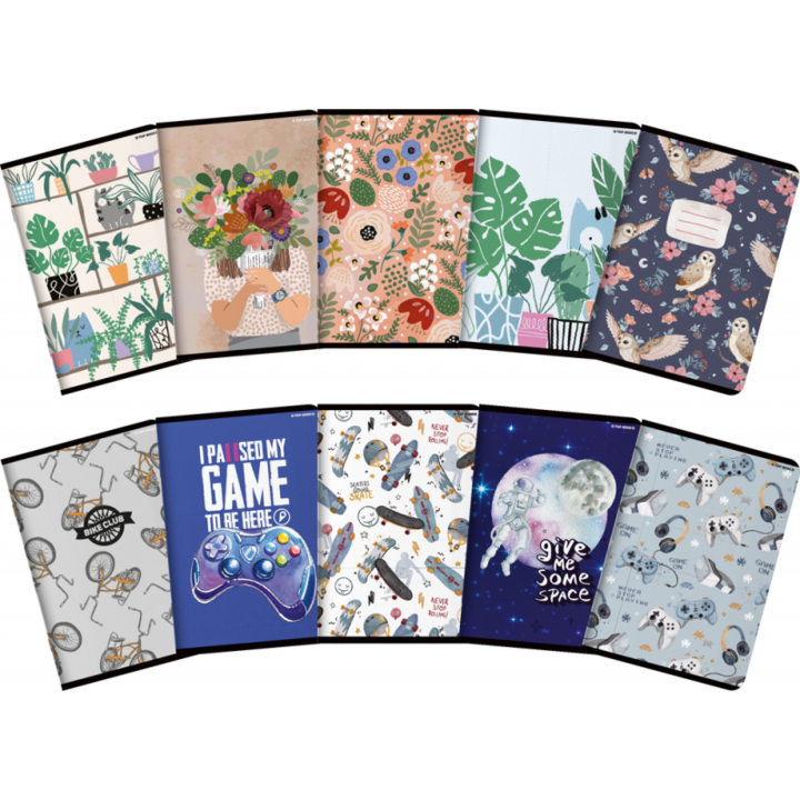 A5-ös PENWORD jegyzetfüzet 32 lap, dupla vonalvezetésű, 10 különböző grafikával, többszínű