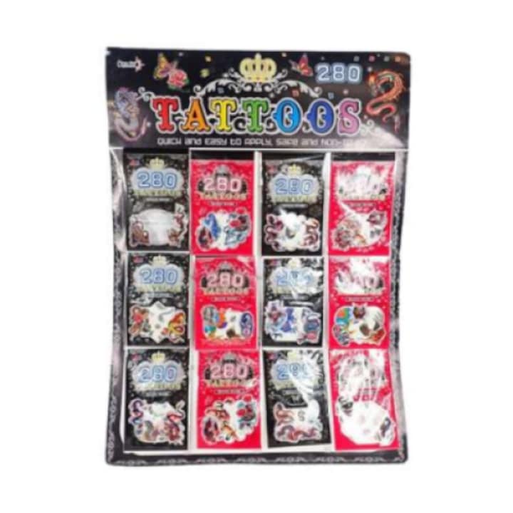 Tatuaje temporare Clown, set 12 bucati, 3 foi, 6-7 tatuaje fiecare